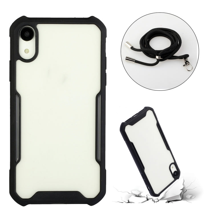 For iPhone XS Max Acrylic + Color TPU Shockproof Case with Neck Lanyard