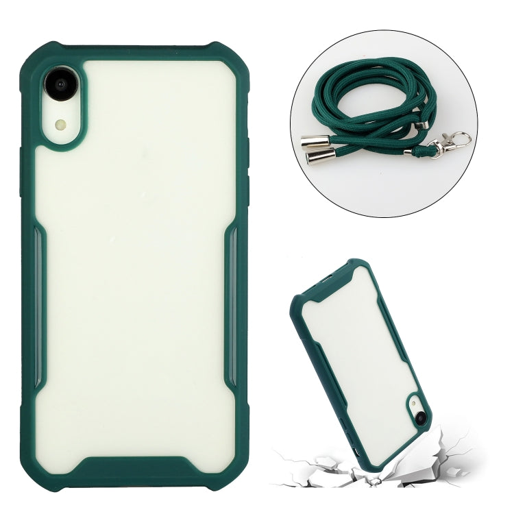 For iPhone XS Max Acrylic + Color TPU Shockproof Case with Neck Lanyard