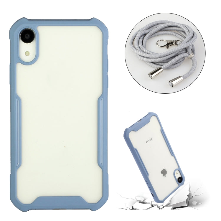 For iPhone XS Max Acrylic + Color TPU Shockproof Case with Neck Lanyard