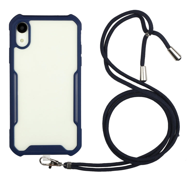 For iPhone XS Max Acrylic + Color TPU Shockproof Case with Neck Lanyard