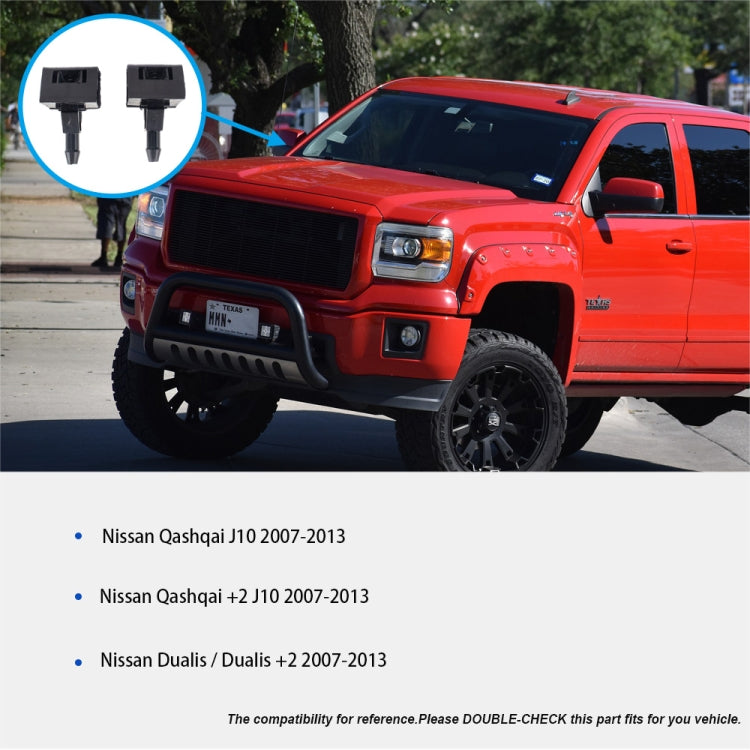 2 PCS Car Front Windshield Washer Wiper Jet Water Spray Nozzle + Hose Connector Set 28932-JD000 for Nissan Qashqai /  Qashqai +2 J10 / Dualis / Dualis +2 2007-2013