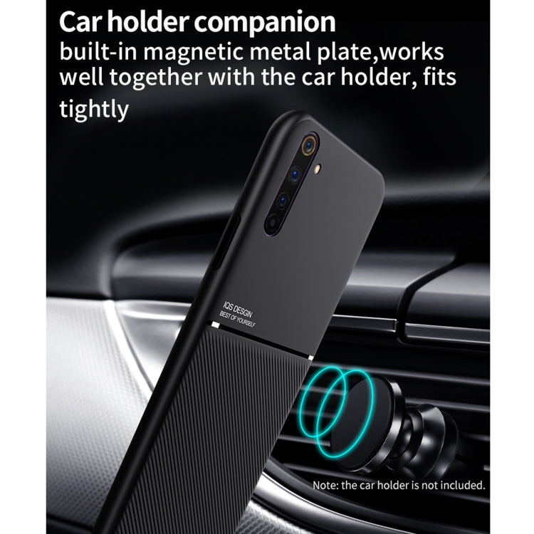 For OPPO Realme 6 Classic Tilt Strip Grain Magnetic Shockproof PC + TPU Case