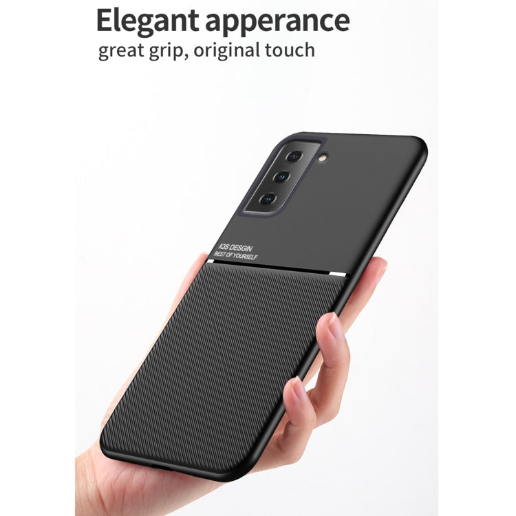 For Samsung Galaxy S21 5G Classic Tilt Strip Grain Magnetic Shockproof PC + TPU Case