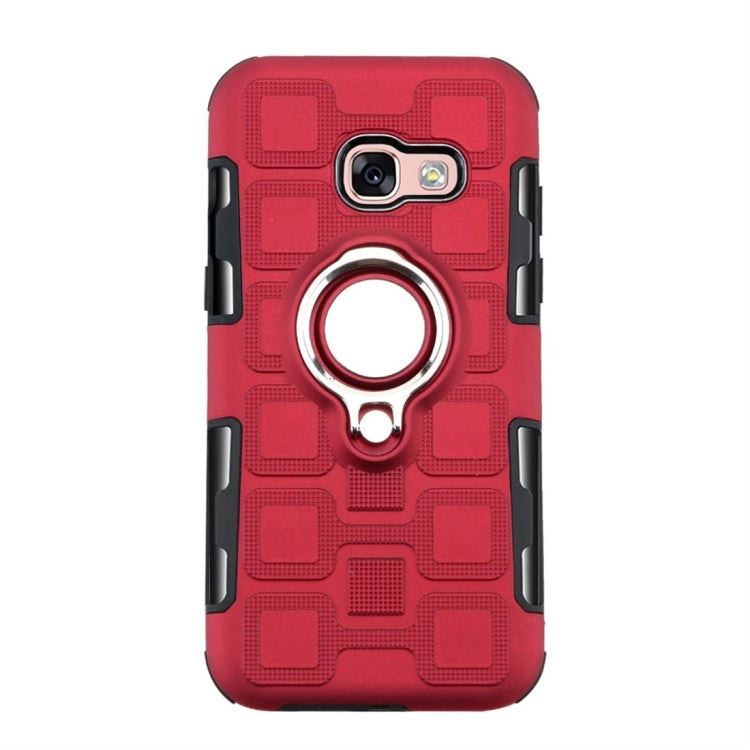 For Galaxy A3 (2017) 2 In 1 Cube PC + TPU Protective Case with 360 Degrees Rotate Silver Ring Holder
