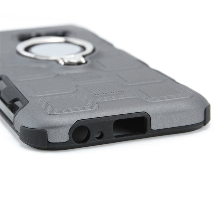 For Galaxy A3 (2017) 2 In 1 Cube PC + TPU Protective Case with 360 Degrees Rotate Silver Ring Holder