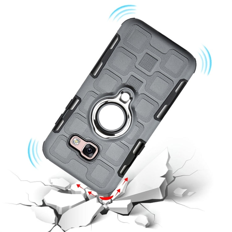 For Galaxy A3 (2017) 2 In 1 Cube PC + TPU Protective Case with 360 Degrees Rotate Silver Ring Holder
