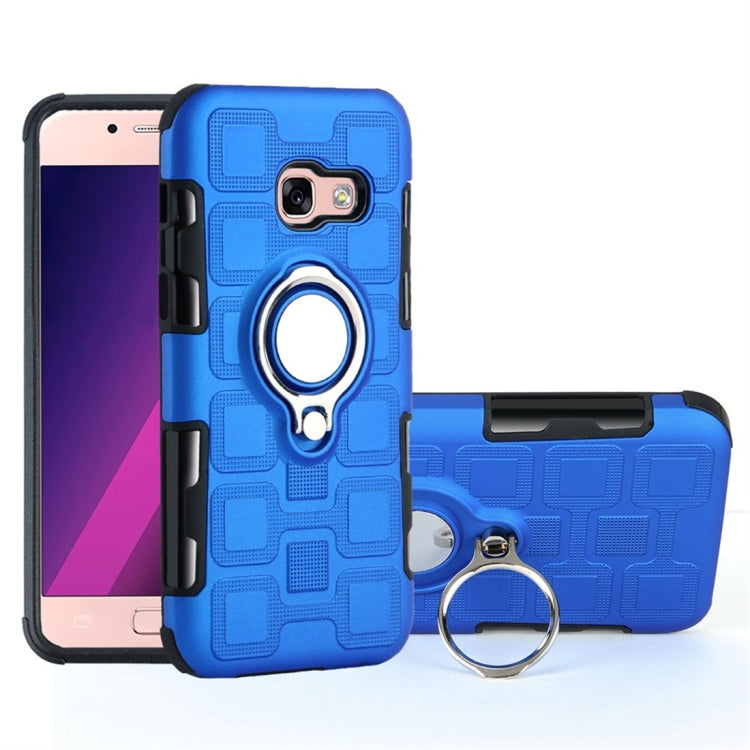 For Galaxy A3 (2017) 2 In 1 Cube PC + TPU Protective Case with 360 Degrees Rotate Silver Ring Holder
