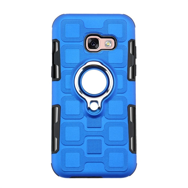 For Galaxy A3 (2017) 2 In 1 Cube PC + TPU Protective Case with 360 Degrees Rotate Silver Ring Holder