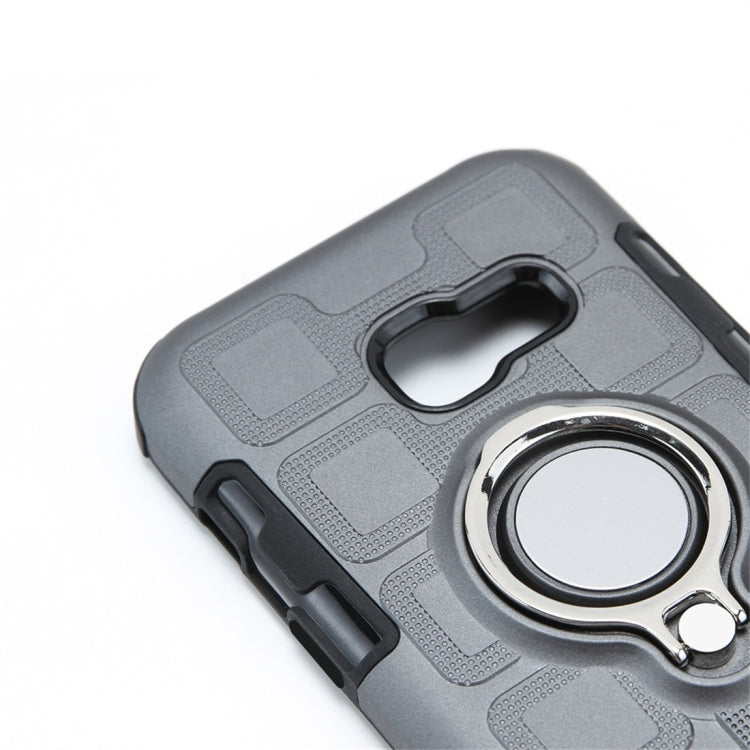 For Galaxy A3 (2017) 2 In 1 Cube PC + TPU Protective Case with 360 Degrees Rotate Silver Ring Holder