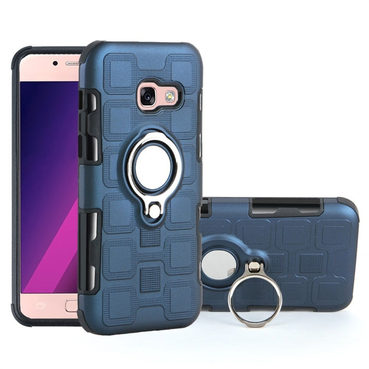 For Galaxy A3 (2017) 2 In 1 Cube PC + TPU Protective Case with 360 Degrees Rotate Silver Ring Holder