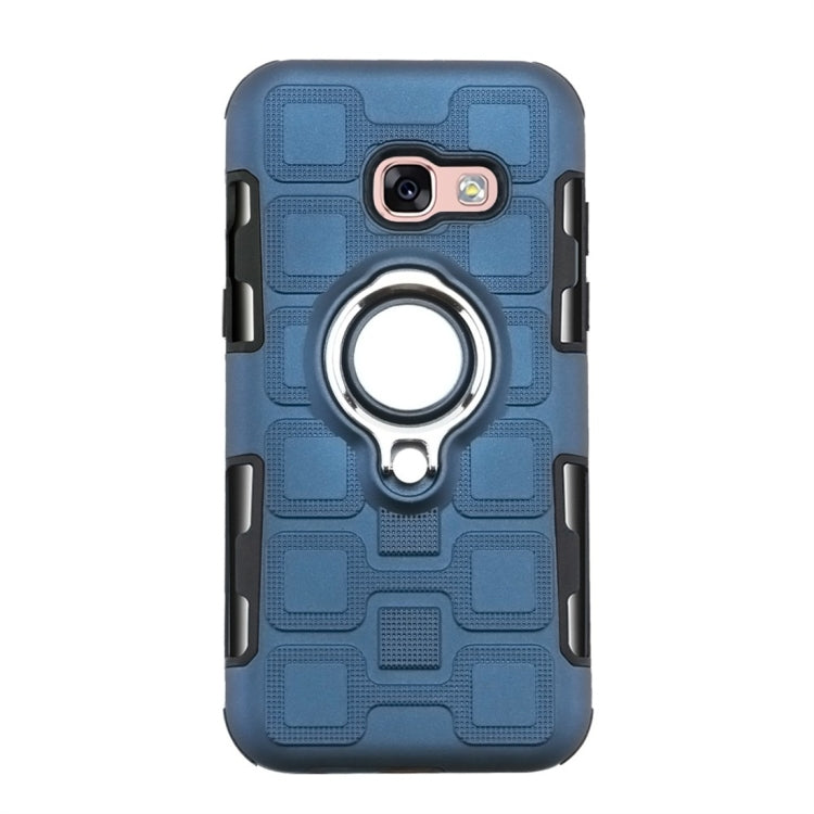 For Galaxy A3 (2017) 2 In 1 Cube PC + TPU Protective Case with 360 Degrees Rotate Silver Ring Holder