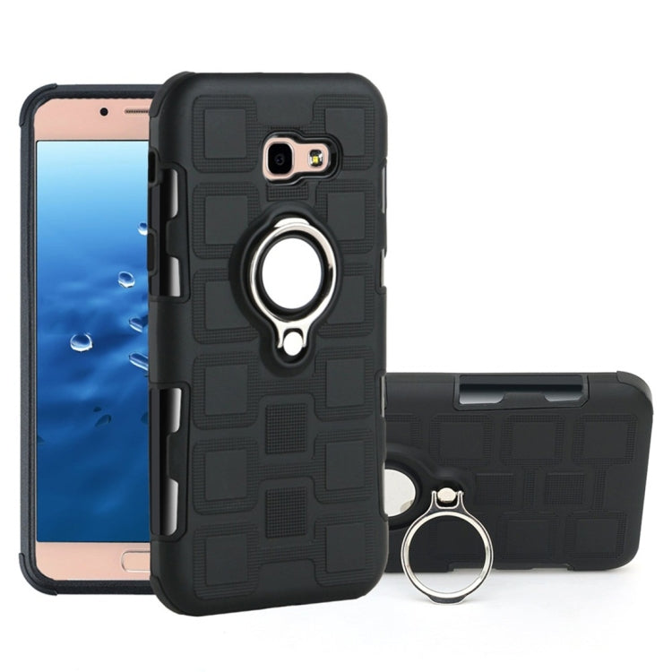 For Galaxy A5 (2017) 2 In 1 Cube PC + TPU Protective Case with 360 Degrees Rotate Silver Ring Holder