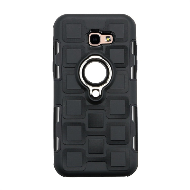 For Galaxy A5 (2017) 2 In 1 Cube PC + TPU Protective Case with 360 Degrees Rotate Silver Ring Holder