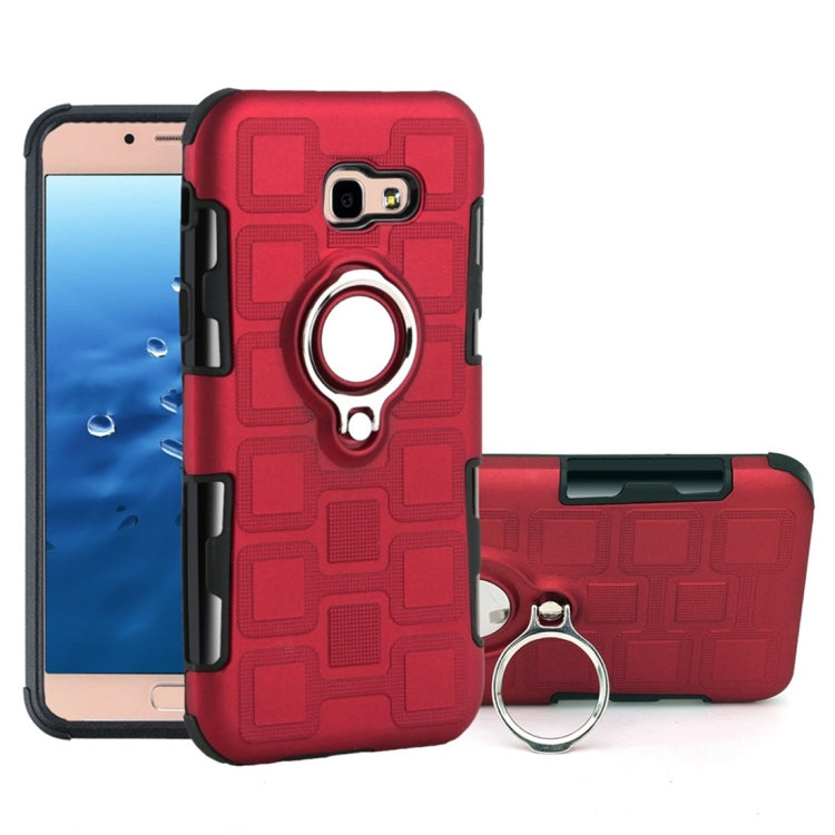 For Galaxy A5 (2017) 2 In 1 Cube PC + TPU Protective Case with 360 Degrees Rotate Silver Ring Holder