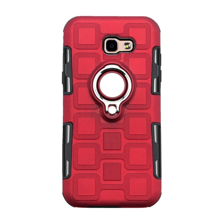 For Galaxy A5 (2017) 2 In 1 Cube PC + TPU Protective Case with 360 Degrees Rotate Silver Ring Holder