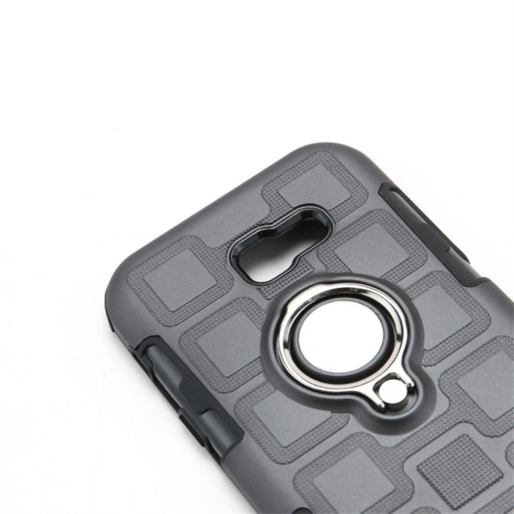 For Galaxy A5 (2017) 2 In 1 Cube PC + TPU Protective Case with 360 Degrees Rotate Silver Ring Holder