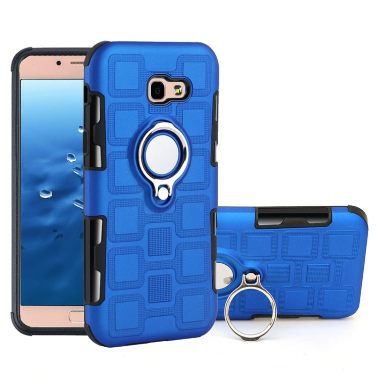 For Galaxy A5 (2017) 2 In 1 Cube PC + TPU Protective Case with 360 Degrees Rotate Silver Ring Holder