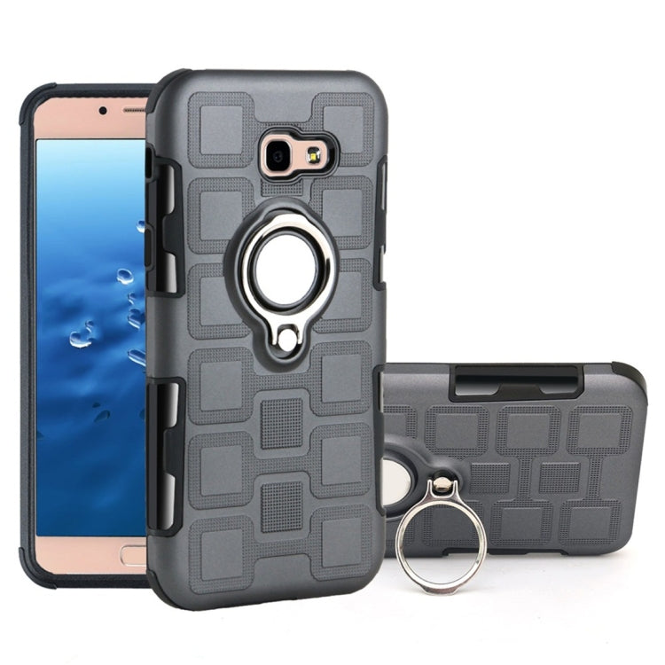 For Galaxy A5 (2017) 2 In 1 Cube PC + TPU Protective Case with 360 Degrees Rotate Silver Ring Holder