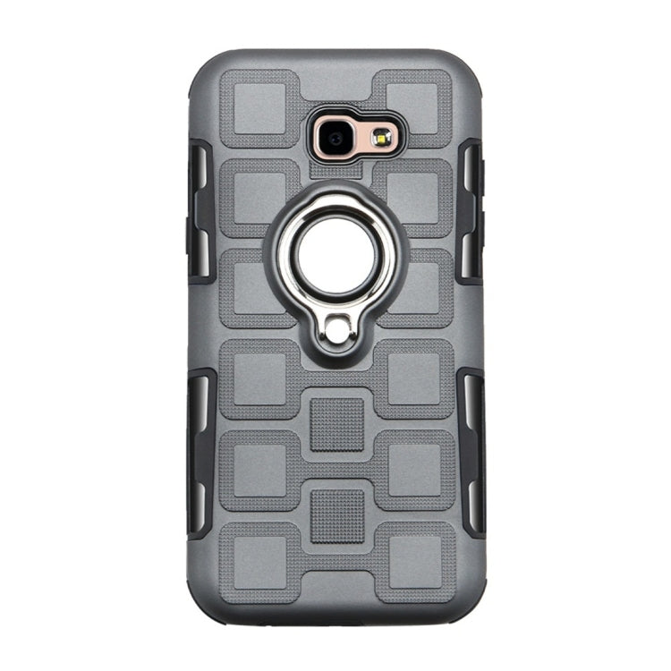 For Galaxy A5 (2017) 2 In 1 Cube PC + TPU Protective Case with 360 Degrees Rotate Silver Ring Holder