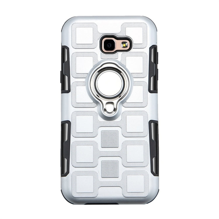 For Galaxy A5 (2017) 2 In 1 Cube PC + TPU Protective Case with 360 Degrees Rotate Silver Ring Holder