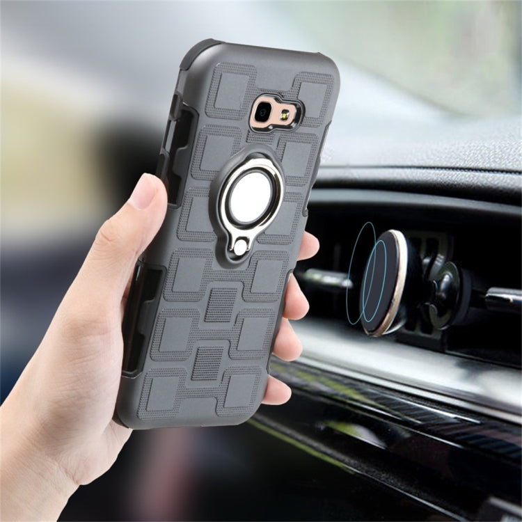 For Galaxy A5 (2017) 2 In 1 Cube PC + TPU Protective Case with 360 Degrees Rotate Silver Ring Holder