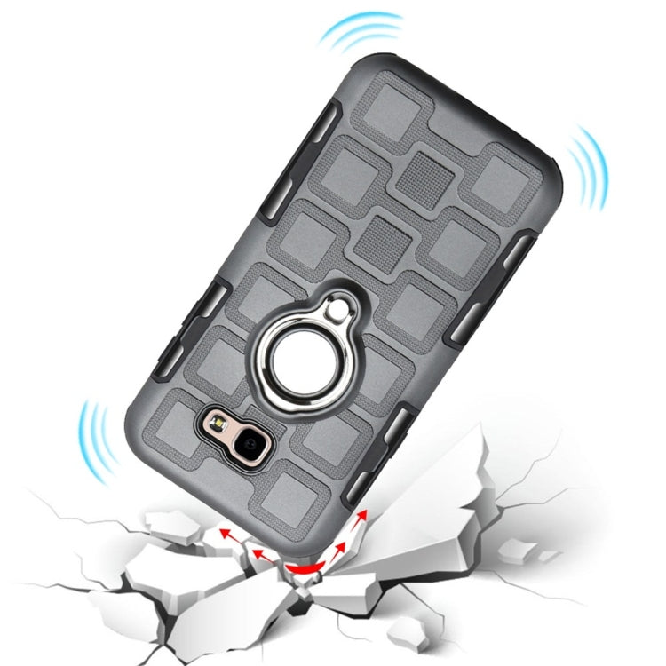 For Galaxy A5 (2017) 2 In 1 Cube PC + TPU Protective Case with 360 Degrees Rotate Silver Ring Holder