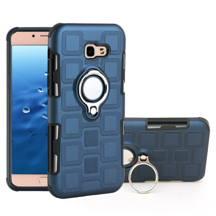 For Galaxy A5 (2017) 2 In 1 Cube PC + TPU Protective Case with 360 Degrees Rotate Silver Ring Holder