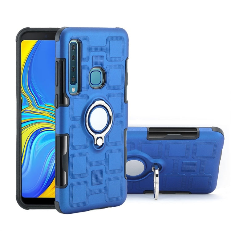 For Galaxy A9 (2018) 2 In 1 Cube PC + TPU Protective Case with 360 Degrees Rotate Silver Ring Holder
