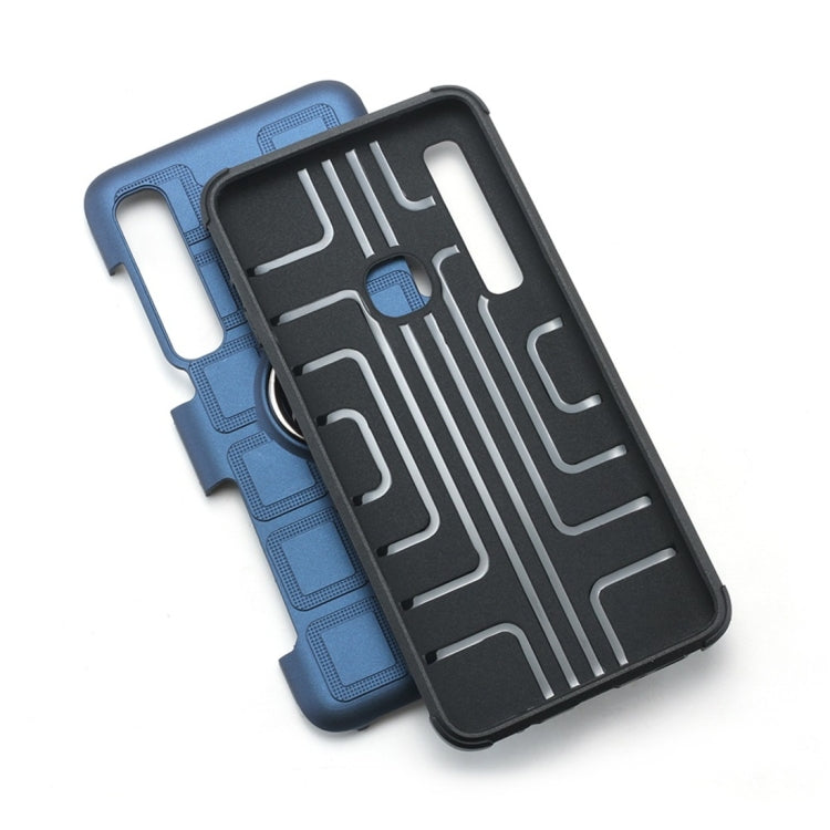 For Galaxy A9 (2018) 2 In 1 Cube PC + TPU Protective Case with 360 Degrees Rotate Silver Ring Holder