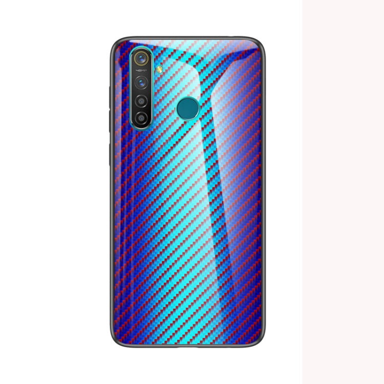 For OPPO Realme 5 Carbon Fiber Gradient Color Glass Case