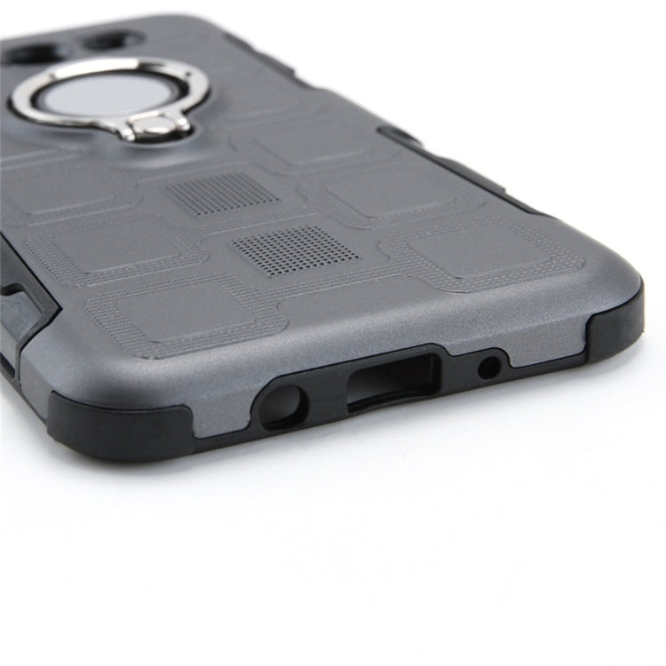 For Galaxy J7 (2017) US Version 2 In 1 Cube PC + TPU Protective Case with 360 Degrees Rotate Silver Ring Holder