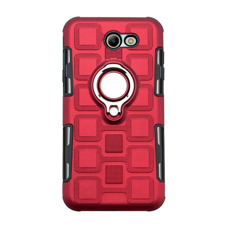 For Galaxy J7 (2017) US Version 2 In 1 Cube PC + TPU Protective Case with 360 Degrees Rotate Silver Ring Holder