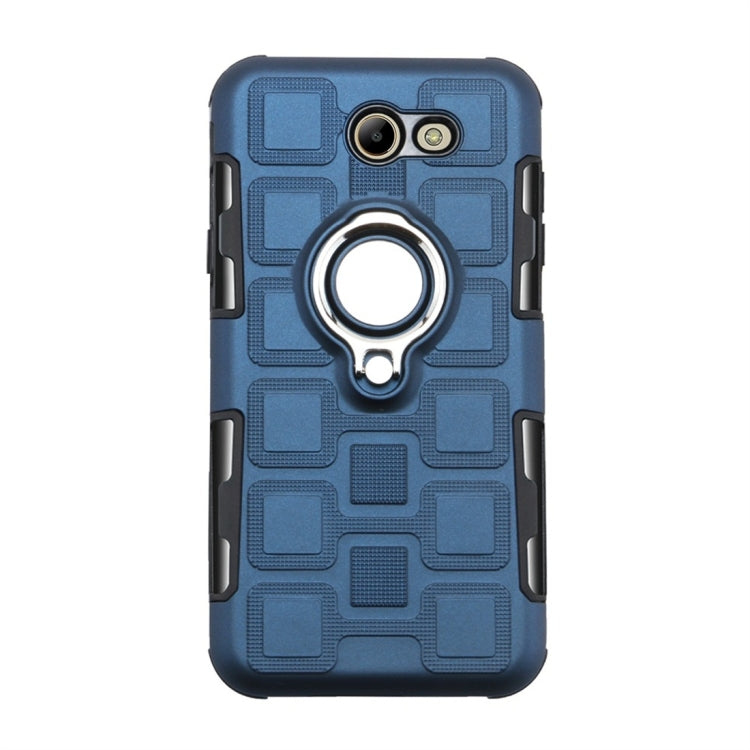 For Galaxy J7 (2017) US Version 2 In 1 Cube PC + TPU Protective Case with 360 Degrees Rotate Silver Ring Holder