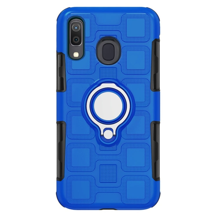 For Galaxy M20 2 In 1 Cube PC + TPU Protective Case with 360 Degrees Rotate Silver Ring Holder