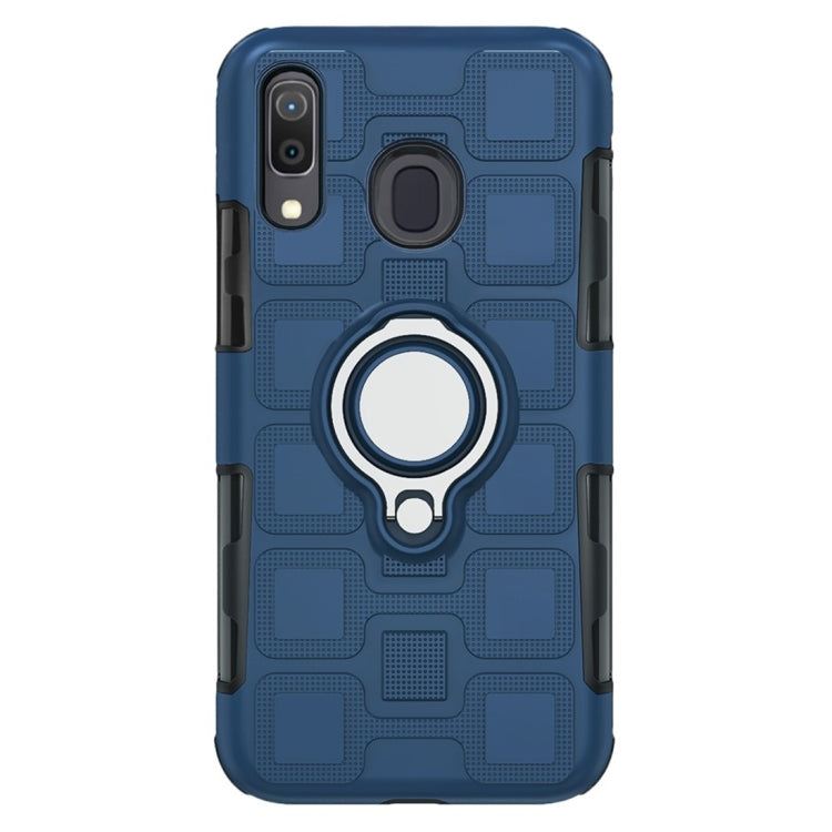 For Galaxy M20 2 In 1 Cube PC + TPU Protective Case with 360 Degrees Rotate Silver Ring Holder
