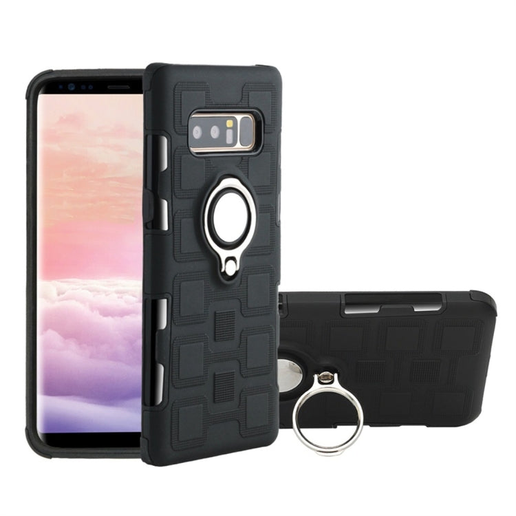 For Galaxy Note 8 2 In 1 Cube PC + TPU Protective Case with 360 Degrees Rotate Silver Ring Holder