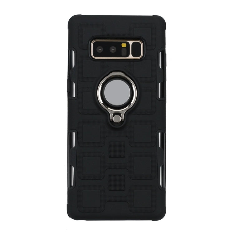 For Galaxy Note 8 2 In 1 Cube PC + TPU Protective Case with 360 Degrees Rotate Silver Ring Holder