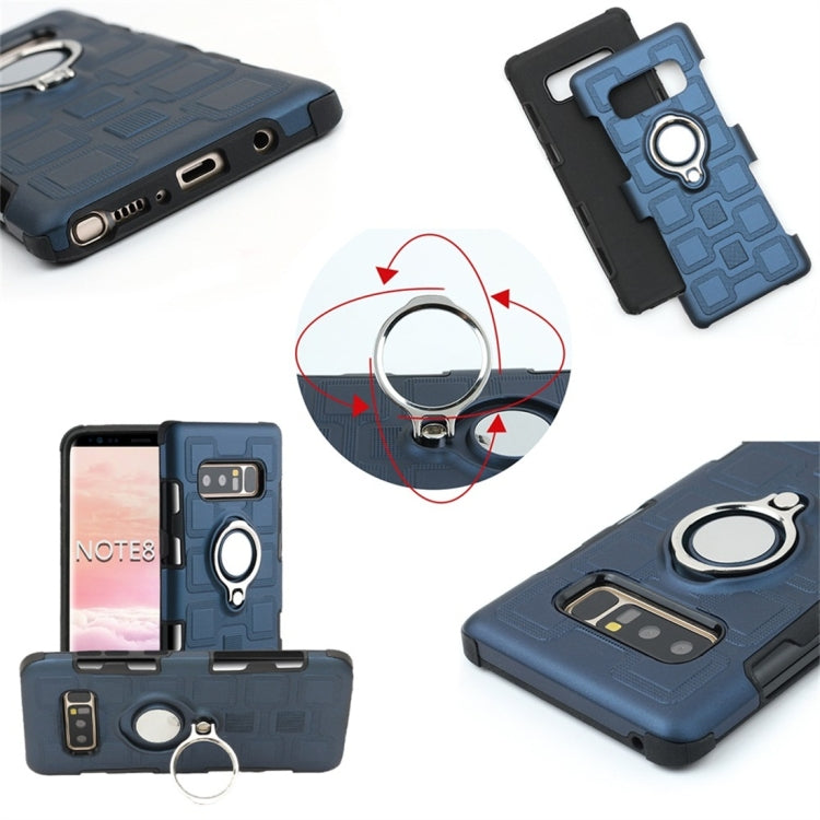 For Galaxy Note 8 2 In 1 Cube PC + TPU Protective Case with 360 Degrees Rotate Silver Ring Holder