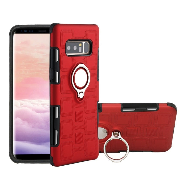 For Galaxy Note 8 2 In 1 Cube PC + TPU Protective Case with 360 Degrees Rotate Silver Ring Holder