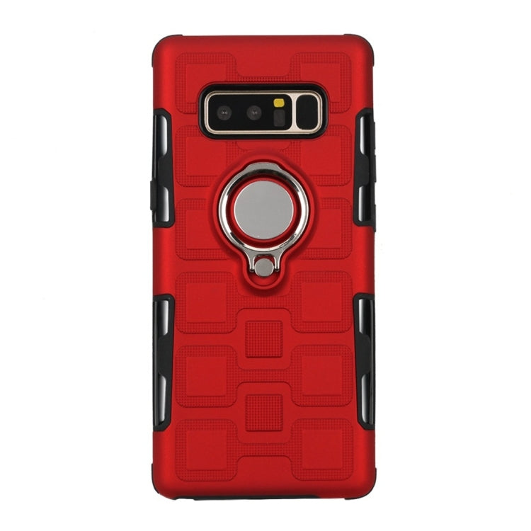 For Galaxy Note 8 2 In 1 Cube PC + TPU Protective Case with 360 Degrees Rotate Silver Ring Holder