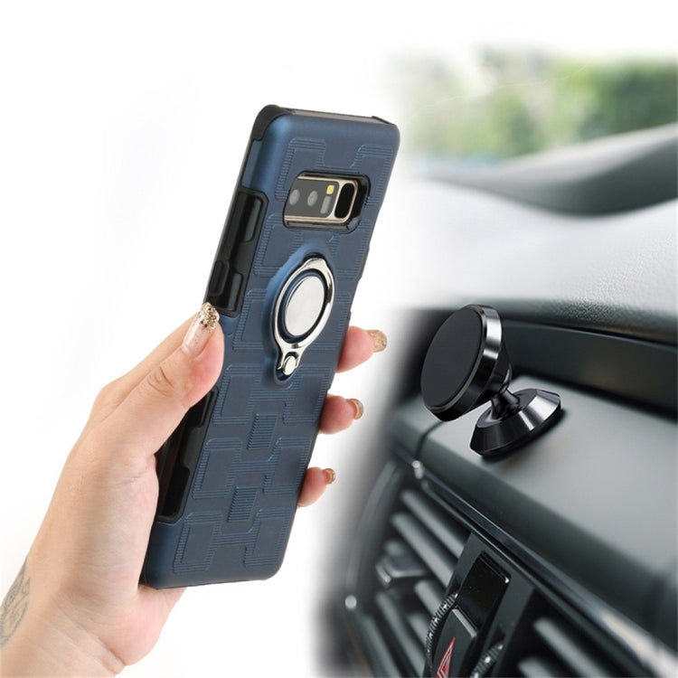For Galaxy Note 8 2 In 1 Cube PC + TPU Protective Case with 360 Degrees Rotate Silver Ring Holder
