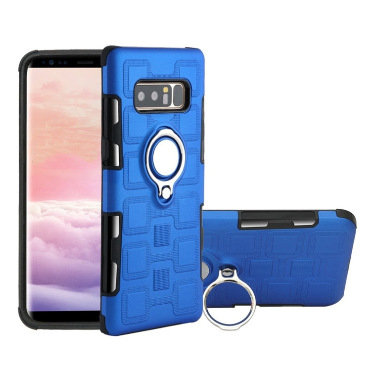 For Galaxy Note 8 2 In 1 Cube PC + TPU Protective Case with 360 Degrees Rotate Silver Ring Holder