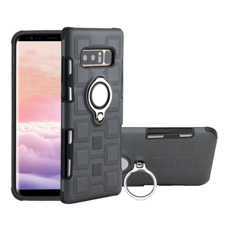 For Galaxy Note 8 2 In 1 Cube PC + TPU Protective Case with 360 Degrees Rotate Silver Ring Holder