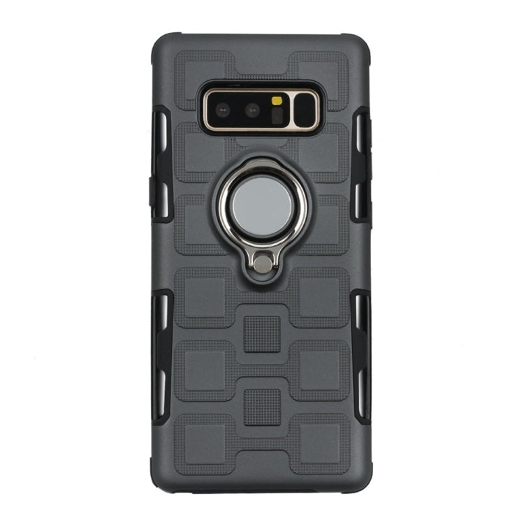 For Galaxy Note 8 2 In 1 Cube PC + TPU Protective Case with 360 Degrees Rotate Silver Ring Holder