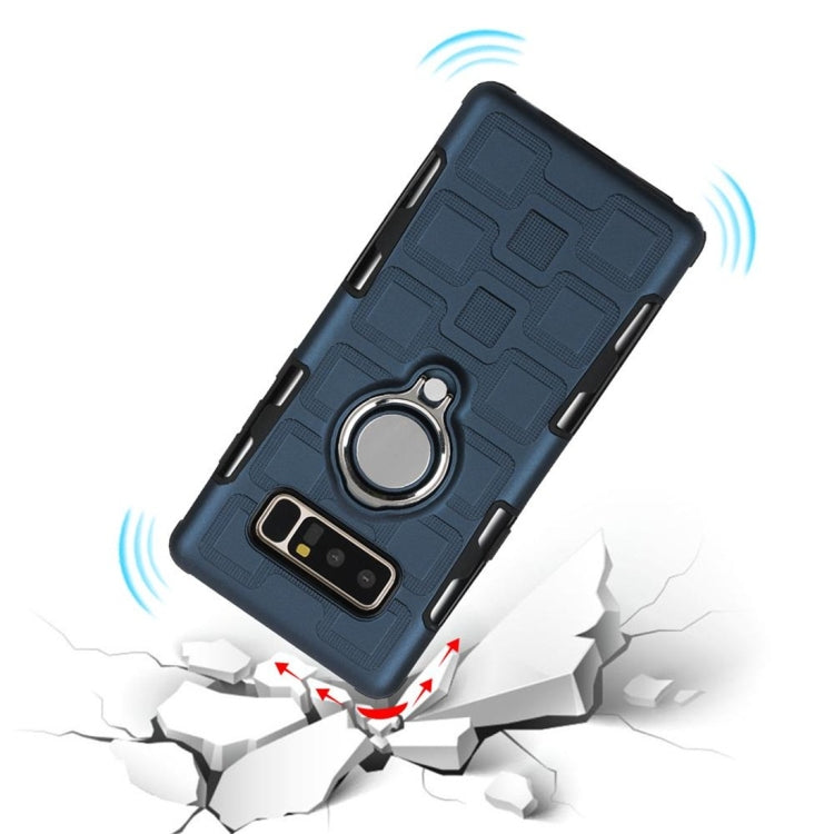 For Galaxy Note 8 2 In 1 Cube PC + TPU Protective Case with 360 Degrees Rotate Silver Ring Holder