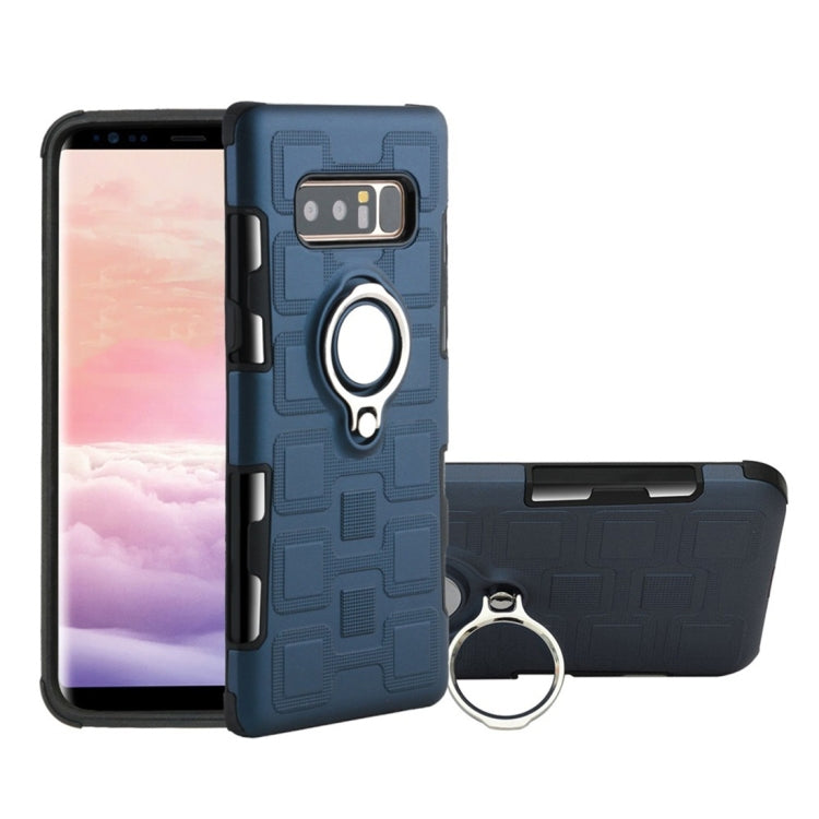 For Galaxy Note 8 2 In 1 Cube PC + TPU Protective Case with 360 Degrees Rotate Silver Ring Holder