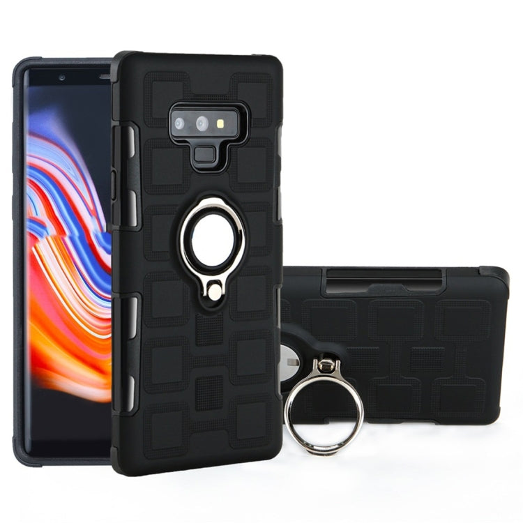 For Galaxy Note 9 2 In 1 Cube PC + TPU Protective Case with 360 Degrees Rotate Silver Ring Holder