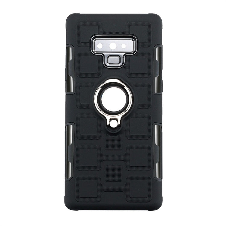 For Galaxy Note 9 2 In 1 Cube PC + TPU Protective Case with 360 Degrees Rotate Silver Ring Holder