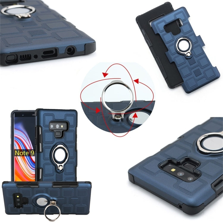 For Galaxy Note 9 2 In 1 Cube PC + TPU Protective Case with 360 Degrees Rotate Silver Ring Holder