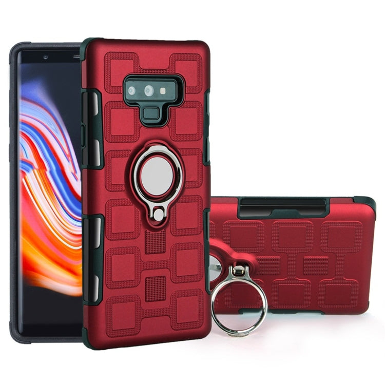 For Galaxy Note 9 2 In 1 Cube PC + TPU Protective Case with 360 Degrees Rotate Silver Ring Holder